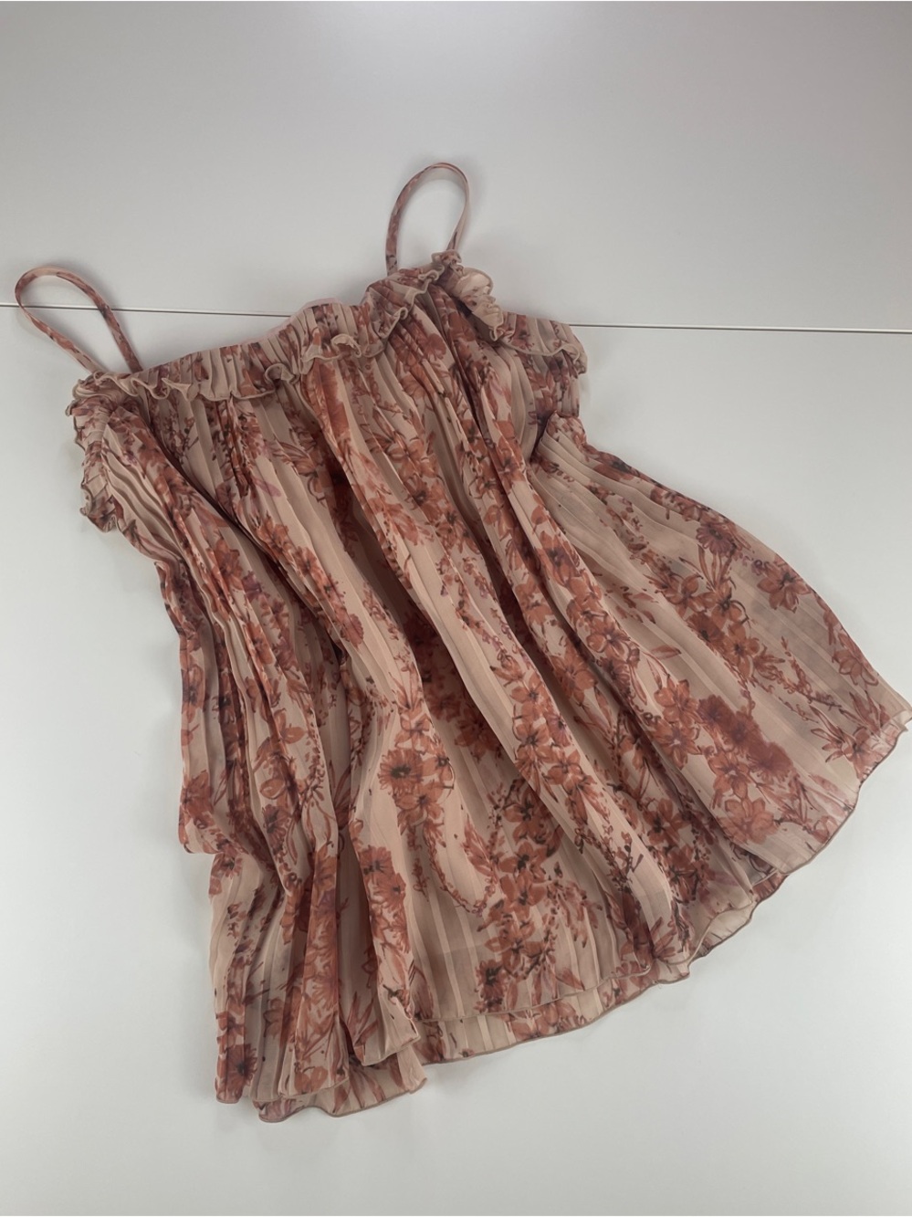 LC Lauren Conrad Floral Pleated Spaghetti Strap Cami - Blush & Rose